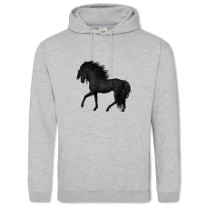Hoodie with Print Black Horse - 2XL grey
