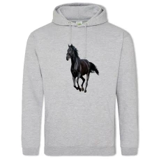 Hoodie with Print Black Horse Runs - 2XL grey