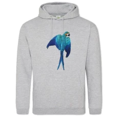 Hoodie with Print Blue Parrot - 2XL grey