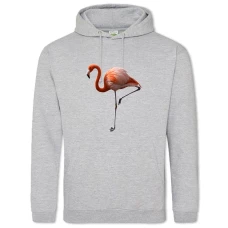 Hoodie with Print Flamingo Stands On One Leg - 2XL grey