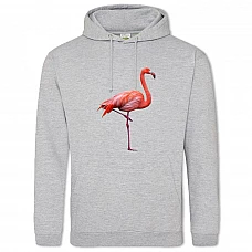 Hoodie with Print Bright-Pink Flamingo Stands On One Leg - 2XL grey