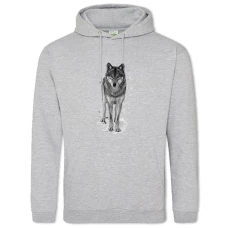 Hoodie with Print Black And White Wolf - 2XL grey