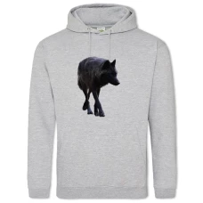 Hoodie with Print Black Wolf - 2XL grey