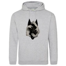 Hoodie with Print Hands And Head Of The Wolf - 2XL grey