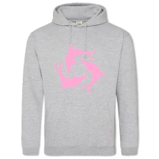 Hoodie with Print Three Pink Dolphins - 2XL grey
