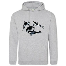 Hoodie with Print Four Black And White - 2XL grey
