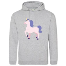 Hoodie with Print Pink Unicorn With Violet Mane - 2XL grey