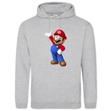 Hoodie with Print Mario Happy Hero - 2XL grey