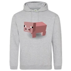 Hoodie with Print Minecraft Cute Pig Print - 2XL grey