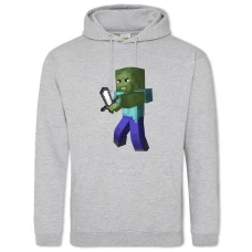 Hoodie with Print Minecraft Zombie Sword - 2XL grey