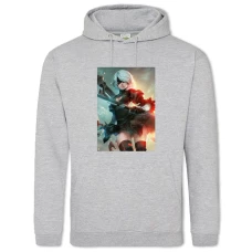Hoodie with Print Nier Automata Bright Print - 2XL grey