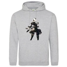 Hoodie with Print Nier Automata Amazing Hero Print - 2XL grey