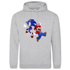 Hoodie with Print Sonic With Mario - 2XL grey