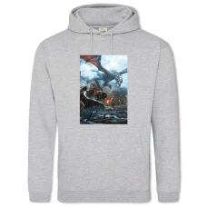 Hoodie with Print The Elder Scrolls Dragons Battle - 2XL grey