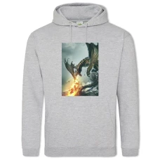 Hoodie with Print The Elder Scrolls Dragon Fire - 2XL grey