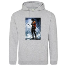 Hoodie with Print Tomb Raider Lara Croft Girl - 2XL grey