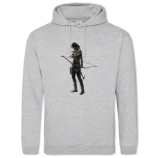Hoodie with Print Tomb Raider Hero Girl Lara Croft - 2XL grey