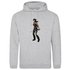 Hoodie with Print Tomb Raider Powerful Hero Lara Croft - 2XL grey
