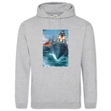 Hoodie with Print World Of Warships Print - 2XL grey
