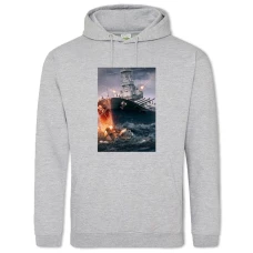 Hoodie with Print World Of Warships Theme - 2XL grey