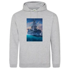 Hoodie with Print World Of Warships Boat Print - 2XL grey