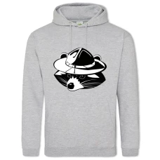 Hoodie with Print Shadow Of Raccoon In Hat - 2XL grey