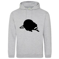 Hoodie with Print Shadow Of Racoon - 2XL grey