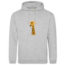 Hoodie with Print Painted Head Of Giraffe - 2XL grey