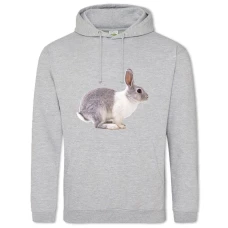 Hoodie with Print Grey And Whire Rabbit Jumps - 2XL grey