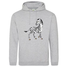 Hoodie with Print Zebra Stands On Three Legs - 2XL grey