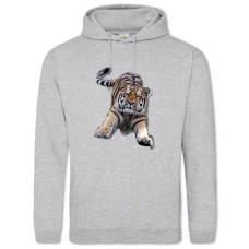 Hoodie with Print Cute Tiger - 2XL grey