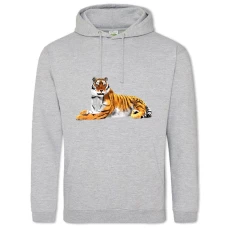 Hoodie with Print Big Tiger Lies - 2XL grey