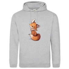 Hoodie with Print Cute Small Fox - 2XL grey