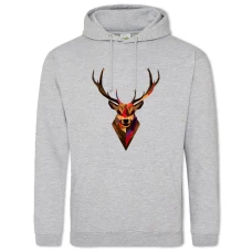 Hoodie with Print Art Head Of Dear - 2XL grey