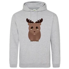 Hoodie with Print Cute Dear From Cartoon Print - 2XL grey