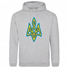Hoodie with Print Coat of arms Ukraine - 2XL grey