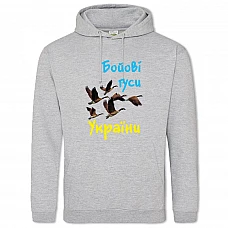 Hoodie with Print Battle geese of Ukraine - 2XL grey