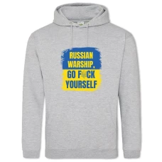 Hoodie with Print Russian warship, fuck the English version - 2XL grey