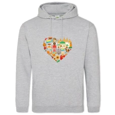 Hoodie with Print Ukraine Heart with Ukrainian symbols - 2XL grey