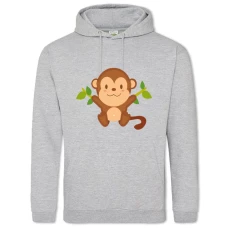 Hoodie with Print Cute Monkey From Cartoon - 2XL grey