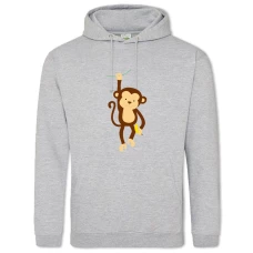 Hoodie with Print Monkey With Banana - 2XL grey