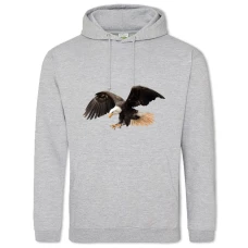Hoodie with Print Eagle Flies - 2XL grey
