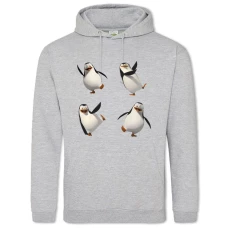 Hoodie with Print Four Funny Penguins - 2XL grey