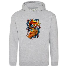 Hoodie with Print Colorful Fish - 2XL grey
