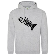 Hoodie with Print Sceleton Of Fish - 2XL grey