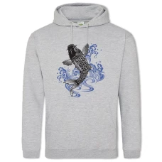 Hoodie with Print Black And Blue Fish - 2XL grey