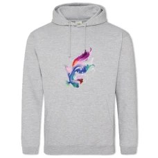 Hoodie with Print Painted Fish - 2XL grey