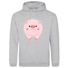 Hoodie with Print Cute Pig - 2XL grey