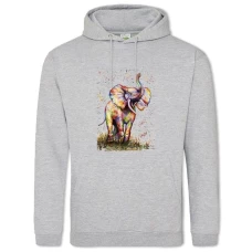 Hoodie with Print Painted Elephant - 2XL grey