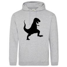 Hoodie with Print Black Shadow Of Dinosaur - 2XL grey